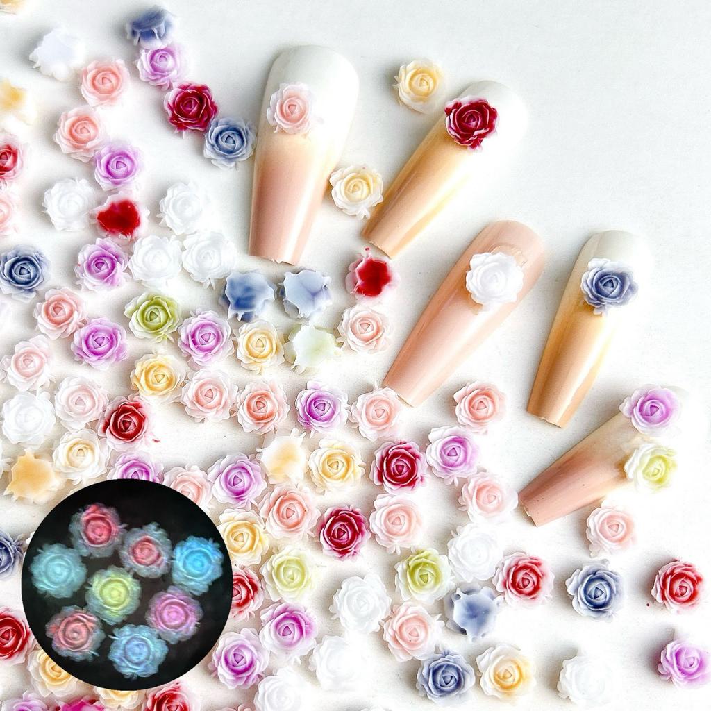 Hot Selling New Dry Rose Nail Art Accessories Gradient Dye Nail Decorations Resin Carved Camellia Accessories