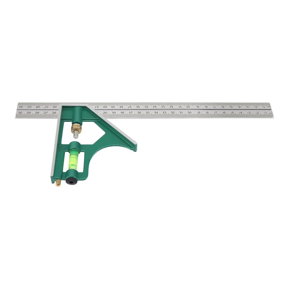 Multi Functional 300mm Combination Square Angle Ruler 45 90 Degree With Bubble Level