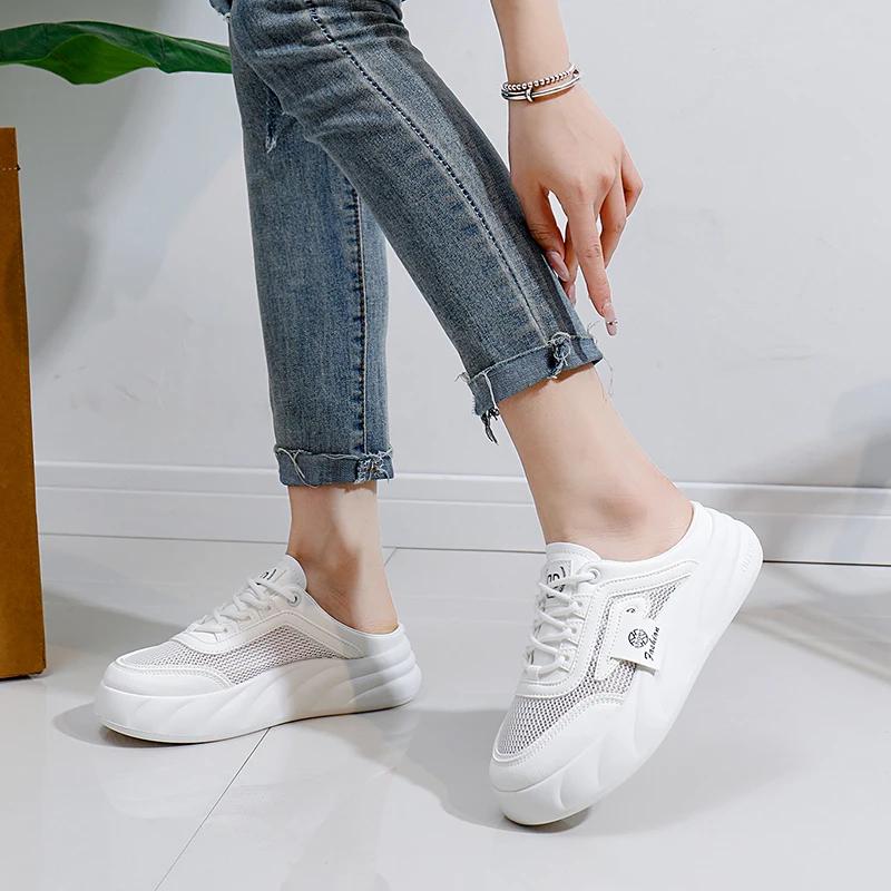 2025 Summer Women's Casual Comfort Slip On Walking Shoes Mesh Indoor Outdoor Anti-Skid Loafers Backless Mules Slides