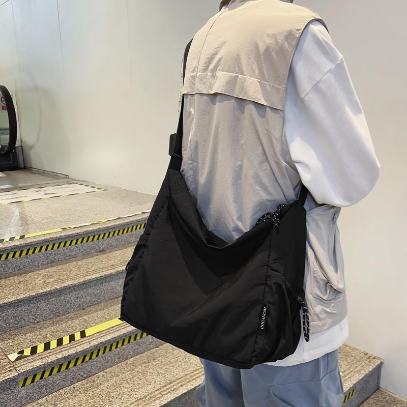 Повседневная нейлоновая сумка через плечо для мужчин и женщин чёрный — фото 19