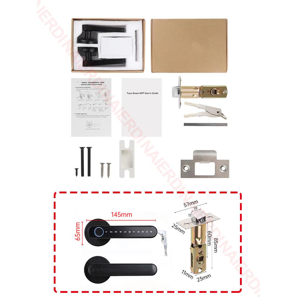 Biometryczny Zamek Bezpieczeństwa do Drzwi Smart Fingerprint Keyless Czarno-Złoty dla Aplikacji Tuya
