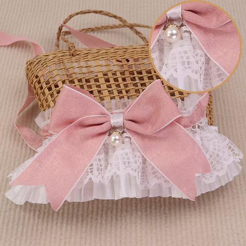 Pet Lace Bow Collar Muppet Decorative Scarf Dog Saliva Towel Accessories