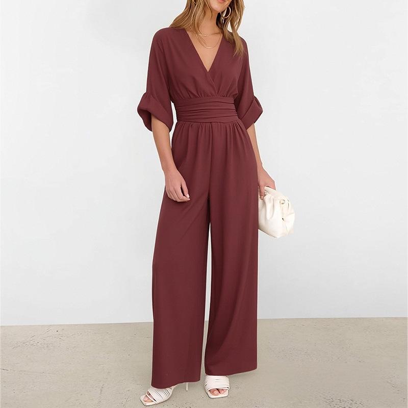 Frühling 2026 Damen Eleganter Ein-Schulter-Jumpsuit mit hohem Bund und Print