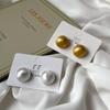 Plain Semi-pearl Round Big Earrings