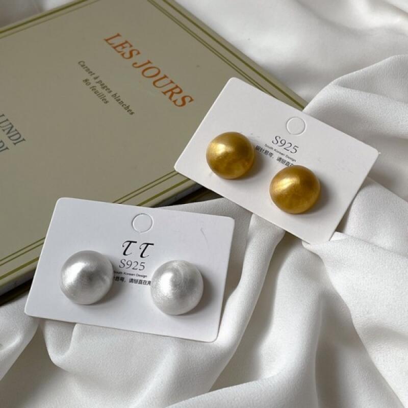 Plain Semi-pearl Round Big Earrings