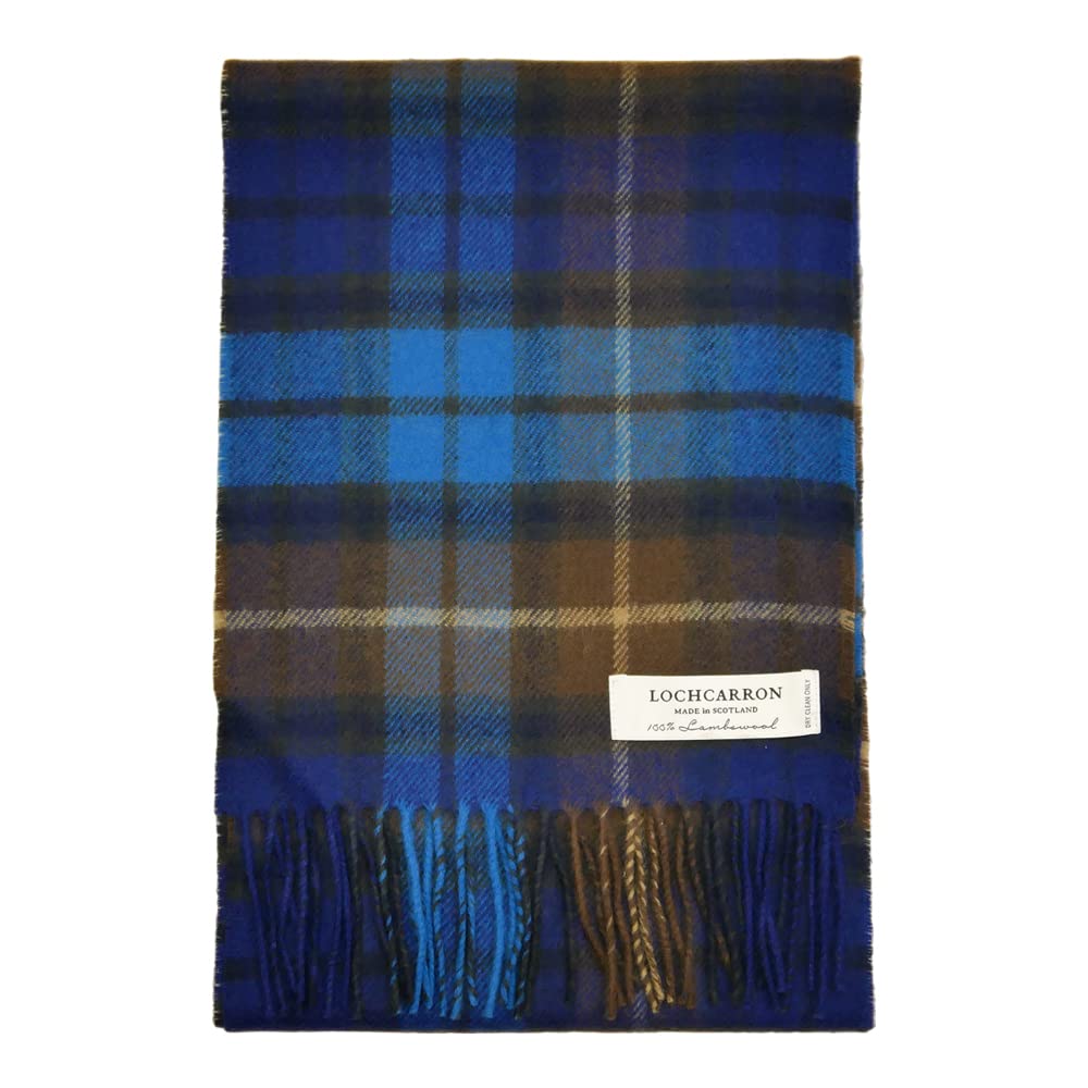Lochcarron Lambswool Tartan Check Scarf Made In Scotland X 100% (Buchanan Blue) - (180cm 25cm)
