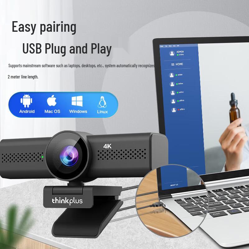 ThinkPlus Lenovo WL48B 4K AI Tracking Webcam (CN version)