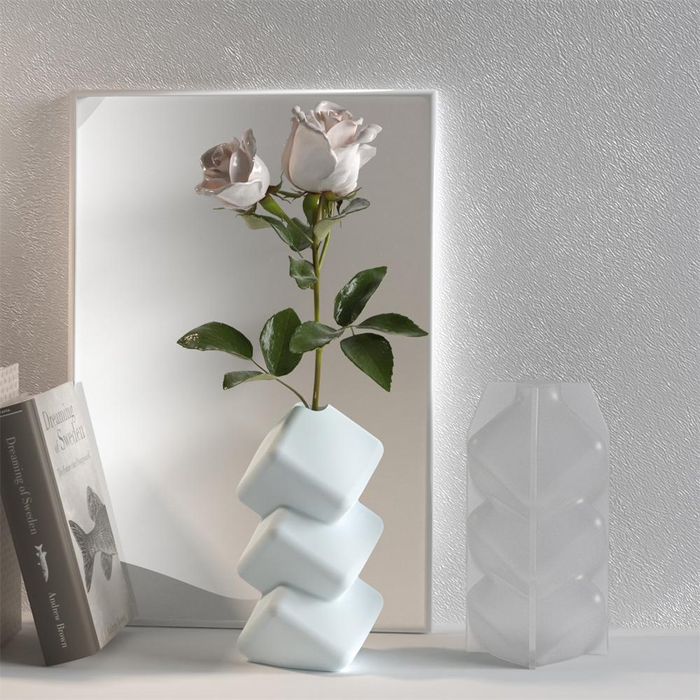 3D Quadratische Vase Kerze Silikonform DIY Handgemachte Vase Gips Zement Epoxidharz Seife Wachs Gießformen Kunst Heimdeko Ornament