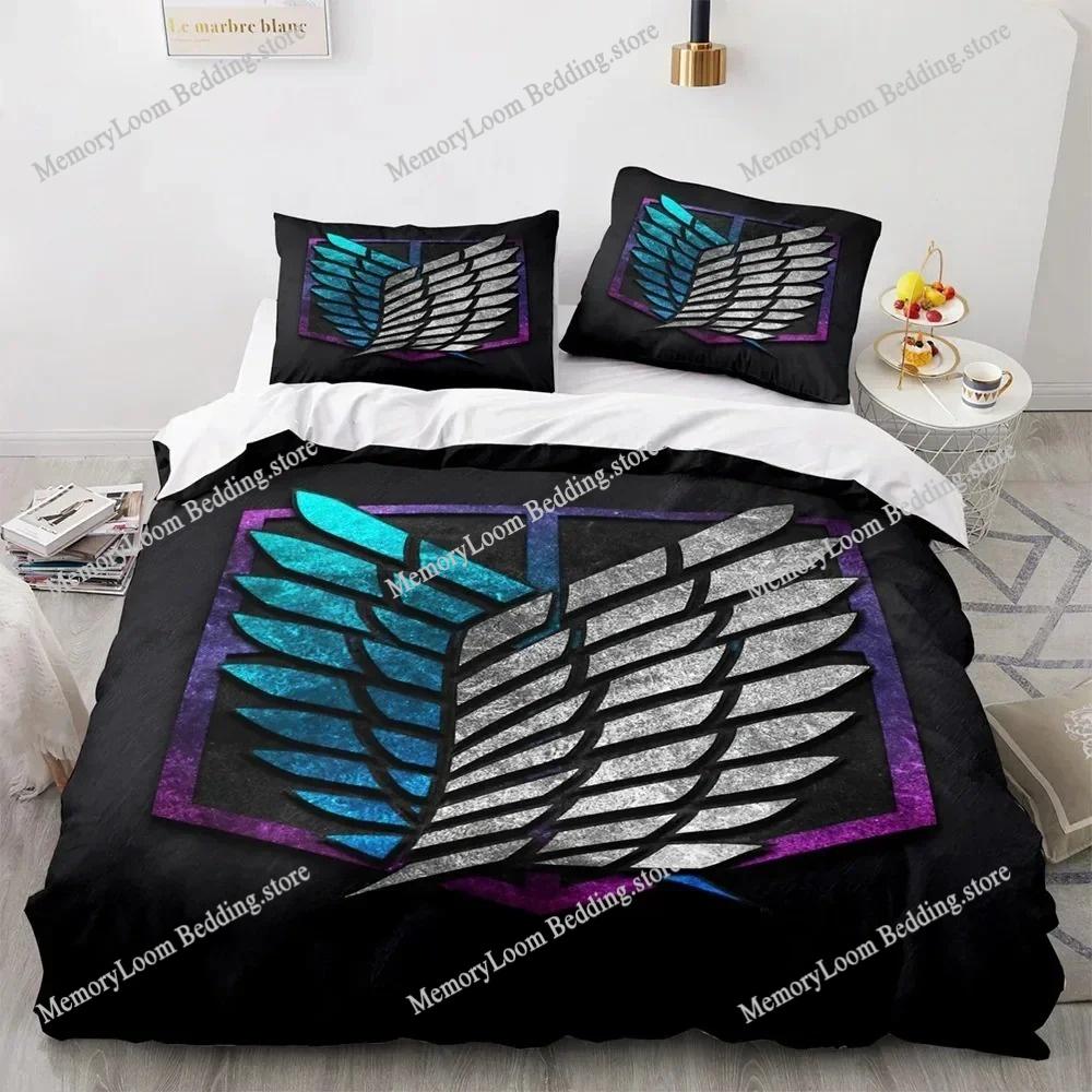 Home Textile Cartoons A-Attack O-On T-Titans Cover Duvet Cover Pillow Case Boy Girl Polyester Bedding Set King Q-Queens Twin Size
