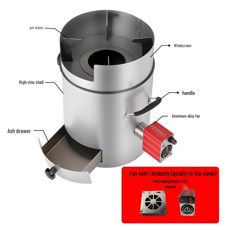 [Metal Fan] Portable Extra Thick Outdoor Wood Gasifier Stove - Energy-Saving, Eco-Friendly Camping & Rural Cooking Solution
