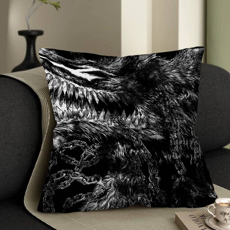 Anime Berserk Cushion Cover Car Throw Pillow Case For Sofa Car Christmas Gift 40X40Cm 45X45Cm