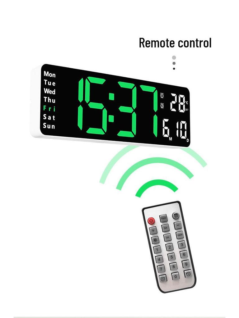 13-inch Minimalist Electronic Clock with Large Font, Multiple Alarms, Temperature & Week Display - Model 6629