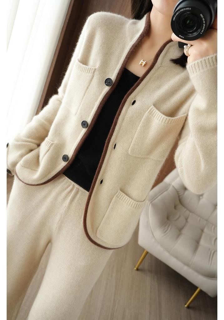 High-End Wool Cashmere Cardigan: Elegant Plus-Size Knitwear for Autumn/Winter