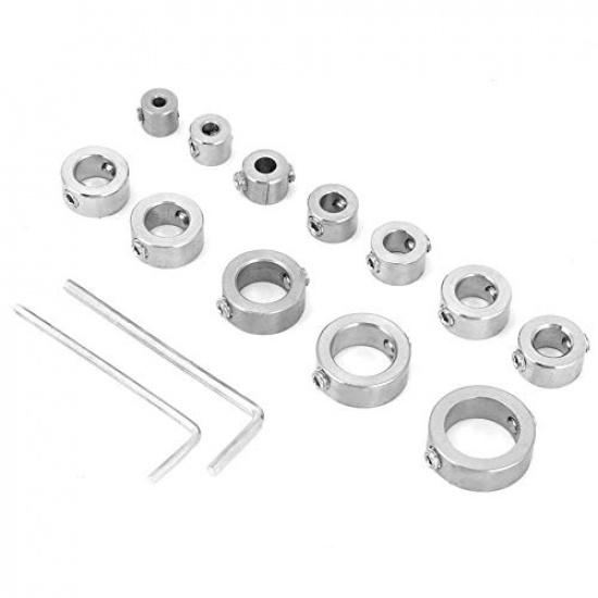 Drill Bit Depth Stop Collar Kit Set 12pcs 3-16mm Stainless Steel Drilling Limit Ring with Hex Wrench