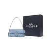 Coach Morgan 27 Classic Monogram Buckle Closure Chambray Leather And Fabric Tote Shoulder Bag Medium Women bags Light-Blue CH137-SVM6A