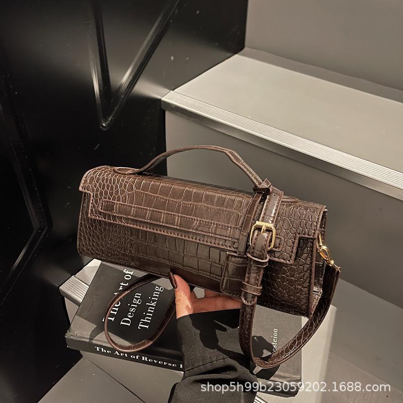 

Хит продаж, сумки через плечо с узором под страуса, весенние новые сумки-мессенджеры в свежем стиле с узором под змею, женские премиум-класса темно-коричневого