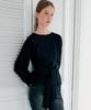 Itove Seoul Boat Neck Ribbon Blouse Black