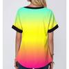 Women Fashion Short Sleeve T-Shirts Flower Print Bandage V-Neck Summer Tee Loose Casual Blouse Plus Size