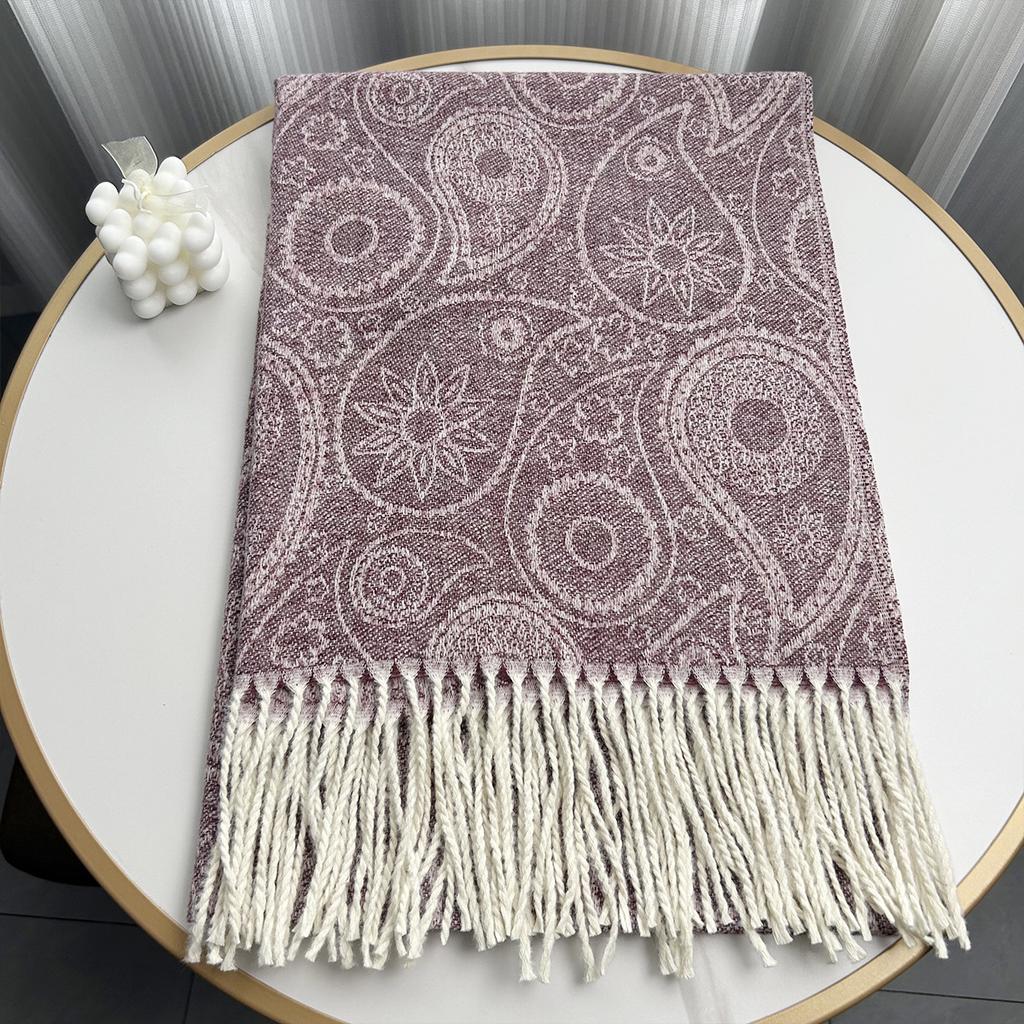 New Autumn and Winter Scarf with Cashew Flower Warm Large Shawl Imitation Cashmere Long Tassel Scarf