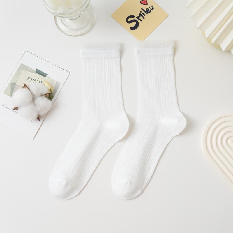 Ladies Spring and Summer New Wave Pattern Hollow Ballet Wind Breathable Boneless Tube Socks