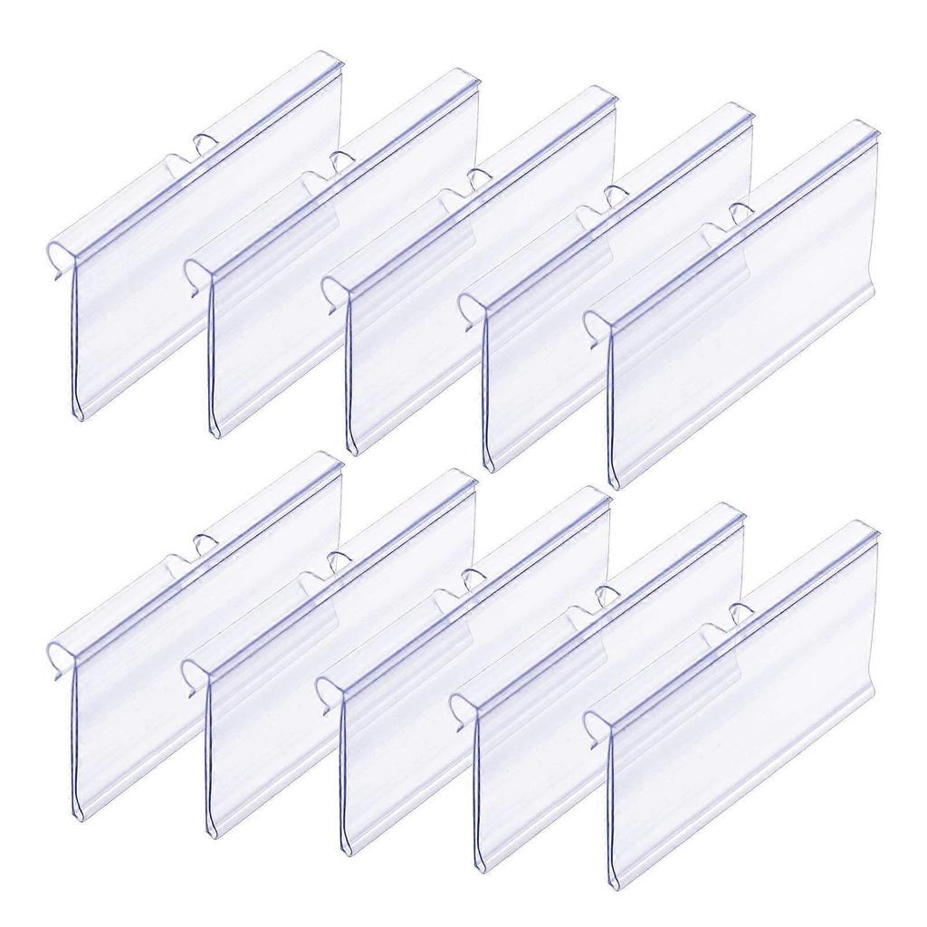 50 PCS Clear Plastic Label Holders for Wire Shelf Retail Price Label, 8cm x 4cm Basket Labels Clip On Labels for Storage Bins
