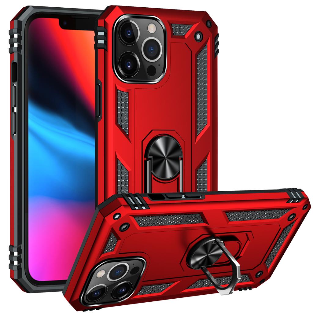 For iPhone 15 14 Plus Armored Four Corner Anti Fall Phone Case For iPhone 13 12 Pro Max MiNi Ring Holder Phone Case
