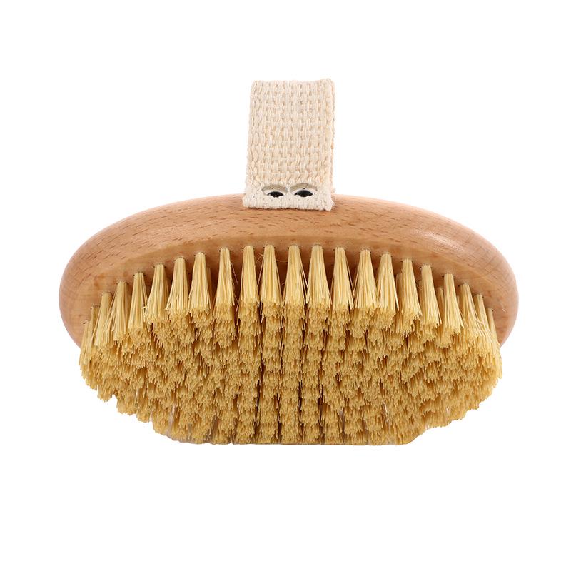 Oval Beech Wood Bath Brush - Boar Bristle Back Scrubber and Handheld Sisal Massage Brush
