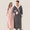 B2W Digital Mens Womens Flannel Robe Hooded Fleece Bathrobe Thick Warm Winter Loungewear