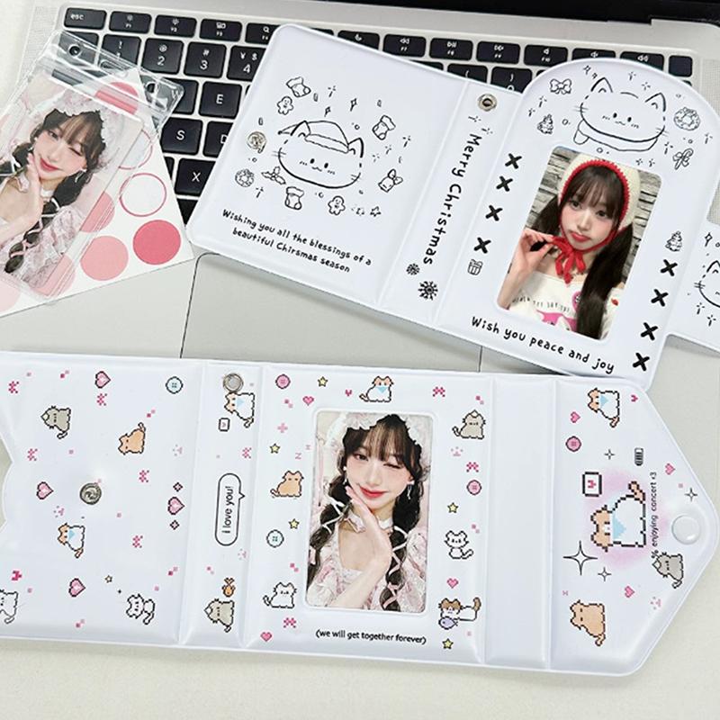 3 Inch Photocard Binder Photo Card Holder Card Sleeves Idol Id Cards Collector Kawaii 40Pcs Card Capacity Hollow Cartoon Album