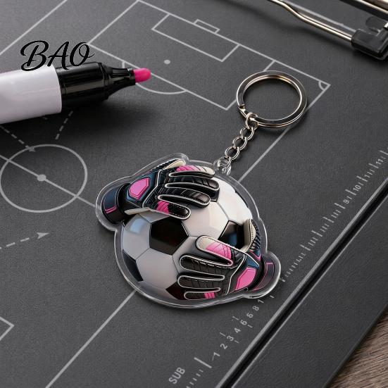 Black White Football Keyring Keychain Pendant, Goalkeeper Gloves Ball Design Key Chain, Pendant Holder Realistic Sports Accessory for Fans Backpack