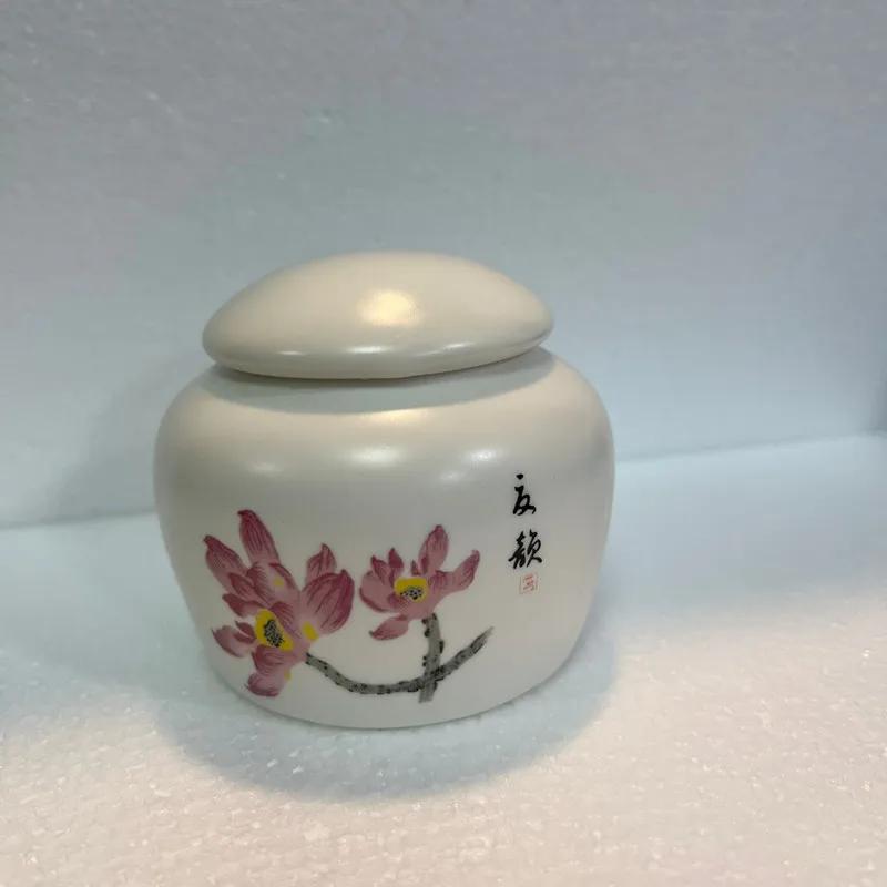 Ceramic Tea Caddy Small Mini Portable Oolong Tea Storage Tank Travel Tea Boxes Powder Sealed Jar Tea Containers Spice Candy Jar