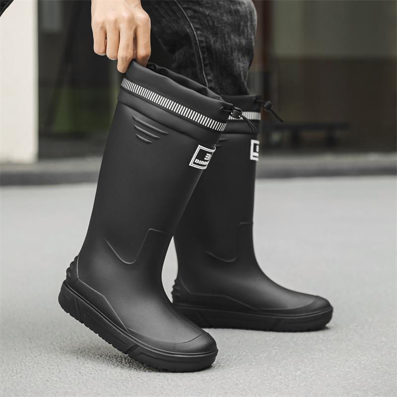 Tall men's rain shoes Medium tube rain boots Soft sole non-slip waterproof boots Rain shoes Outdoor thick-soled casual men's waterproof shoes