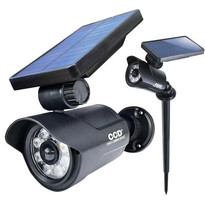 OnLord OL-332BH Czarna Lampa Solarna z Czujnikiem Ruchu, Zewnętrzna, Wodoodporna, Czujnik Ruchu, Czerwona Dioda LED, Wbudowany Słupek, Jasna, Kompatybilna z Magnesem, Styl Kamery Bezpieczeństwa