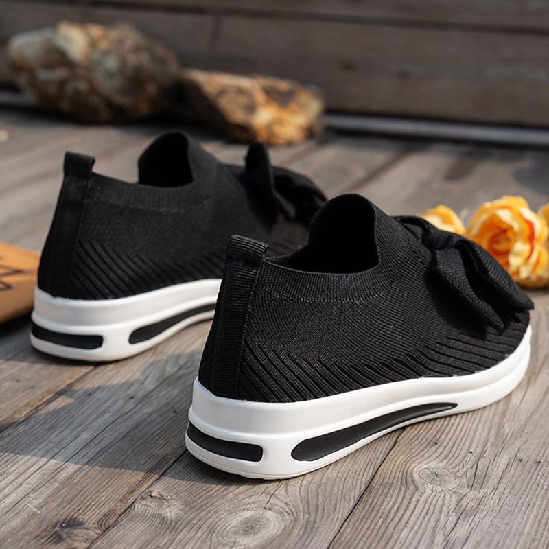 Fashion Fashion Bowknot Elastic Knitted Socks Sneakers Women Lightweight Slip On Walking Shoes Woman Comfortable Non Slip Casual Shoes