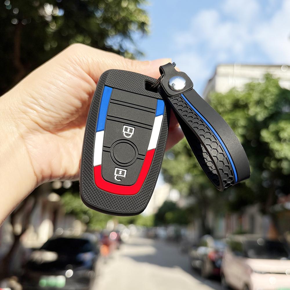 Soft Key Case For Ford F Series Fusion Escape Ranger Explorer Maverick Focus Edge Key Holder Keychain Accessories Car Key Caps