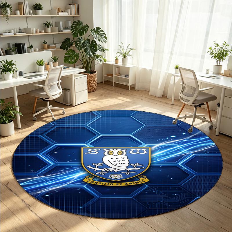 Sheffield Wednesday Football Printed Round Crystal Velvet Rug Soft Non Slip Floor Carpet For Bedroom Holiday Gift