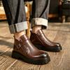 Leather Boots Men's Martin Boots Thick Heel Platform Short Boots Men's Retro Big Head Boots Men's