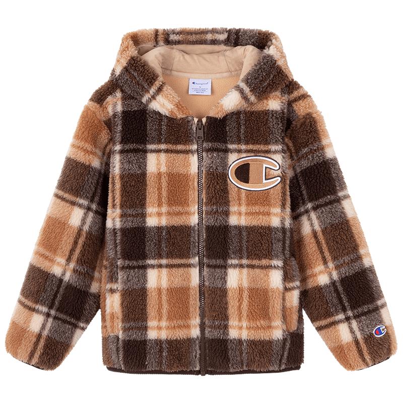 Champion Kids  Anti-Static Faux Fleece Hooded Plaid Jacket XXL