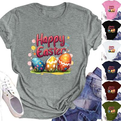 Women's Top Round Neck Casual Printed Short-sleeved T-shirt Top