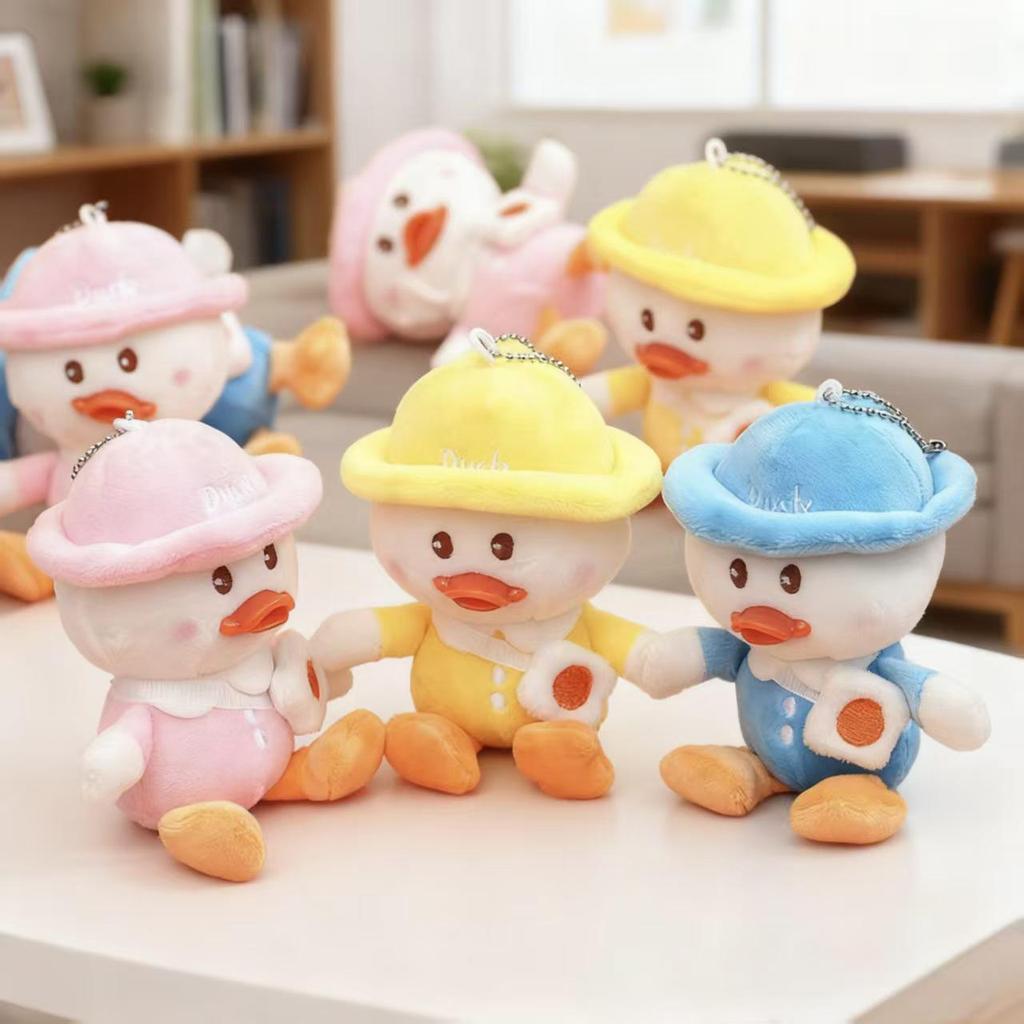 Crossbody Duck Plush Pendant Keychain - Cute Claw Machine Doll Ornament Toy