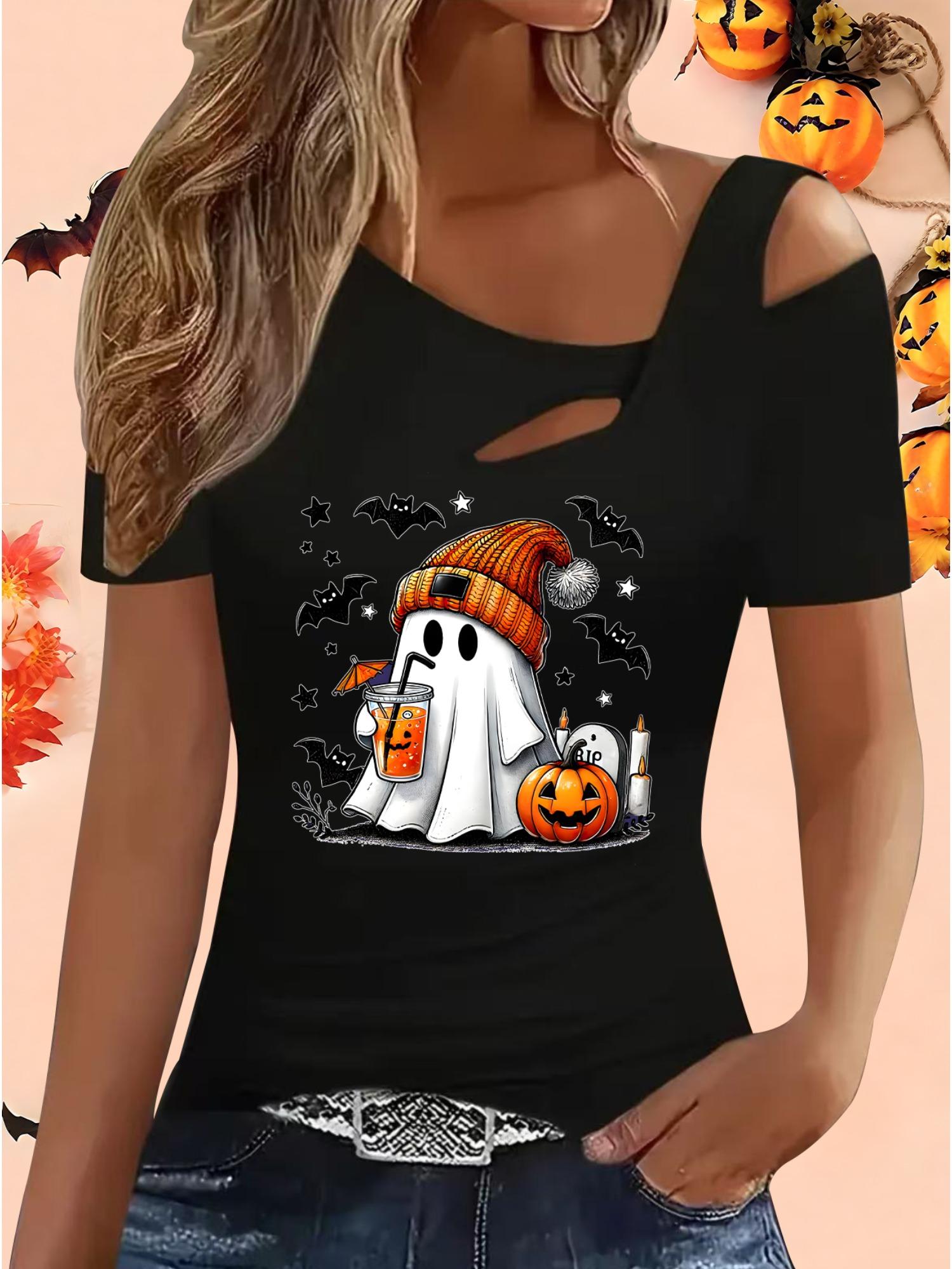 

Женские Свободные Топы Блузки Рубашки Подарок на Хэллоуин и Рождество S чёрный