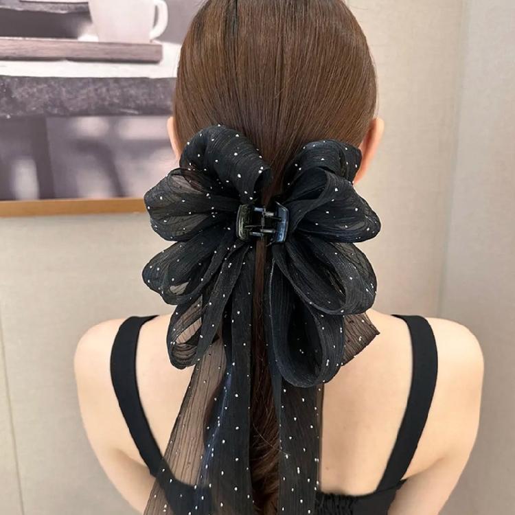 Fashion Hair Clip Bows Detailing Secure Spring Clamp Hair Decoration For Workouts Office Or Casual Outings
