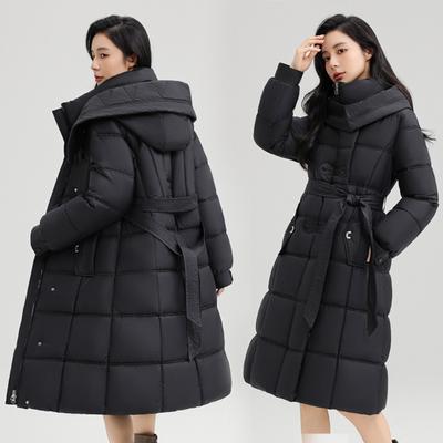 Winter 2025 New Long Knee Cotton Clothes Medium and Long Thickened Slim Cotton Clothes Waist Jacket