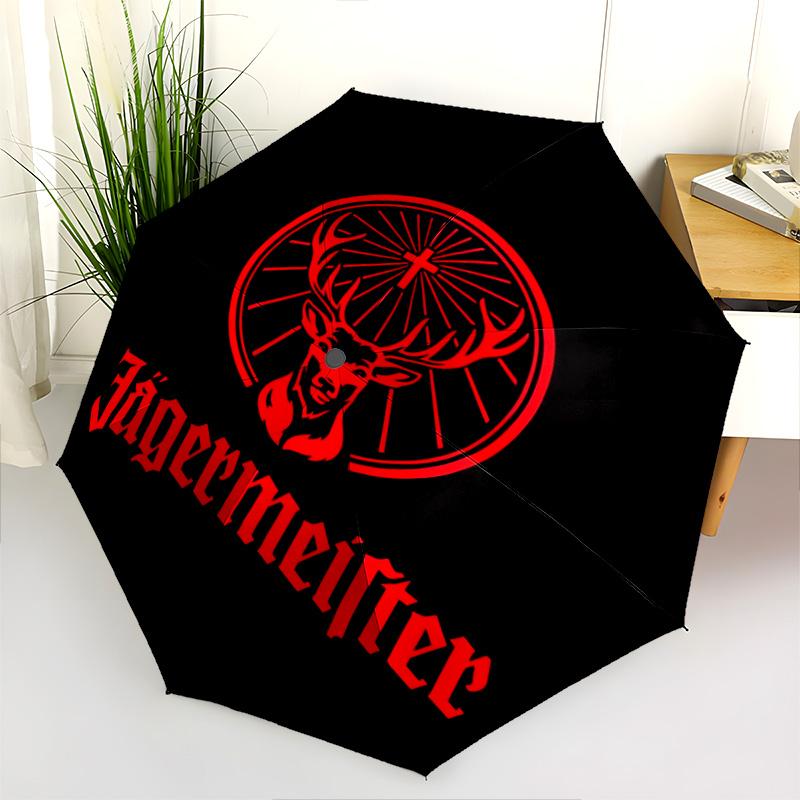 Jägermeister Splash: Kräftig Lebhaft Faltbarer Regenschirm Langlebig Geeignet für alle Jahreszeiten Dreifach faltbar Reise Sonnenschirm