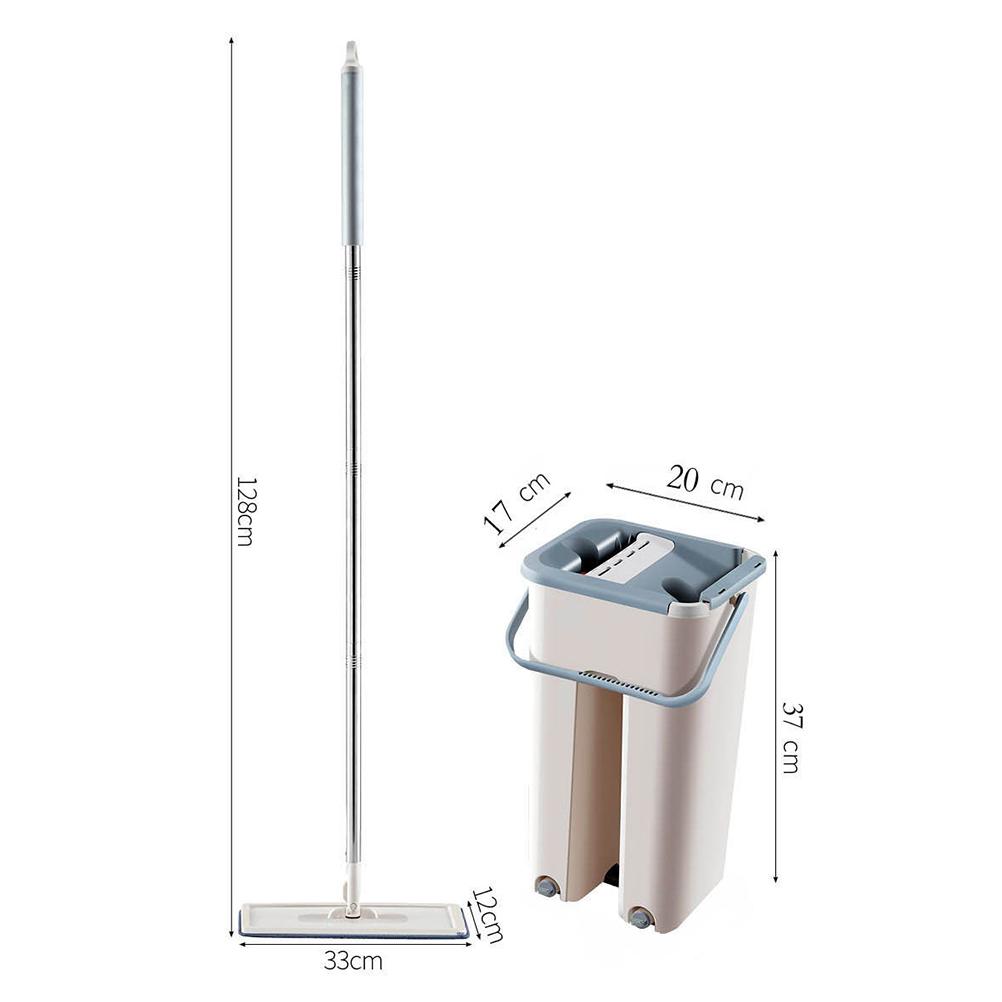 Microfibre Flat Mop with Telescopic Rod and Barrel Rotatable Mop for Home