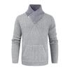 European And American Men's Knitting Pullover Hooded Top Slim Button Sweater