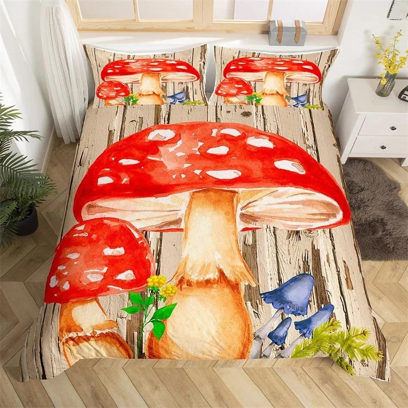 Kawaii Animals Duvet Cover Cute Rabbit Bedding Set Rustic Wooden Comforter Cover Microfiber Floral Bedclothes Queen For Girl Boy