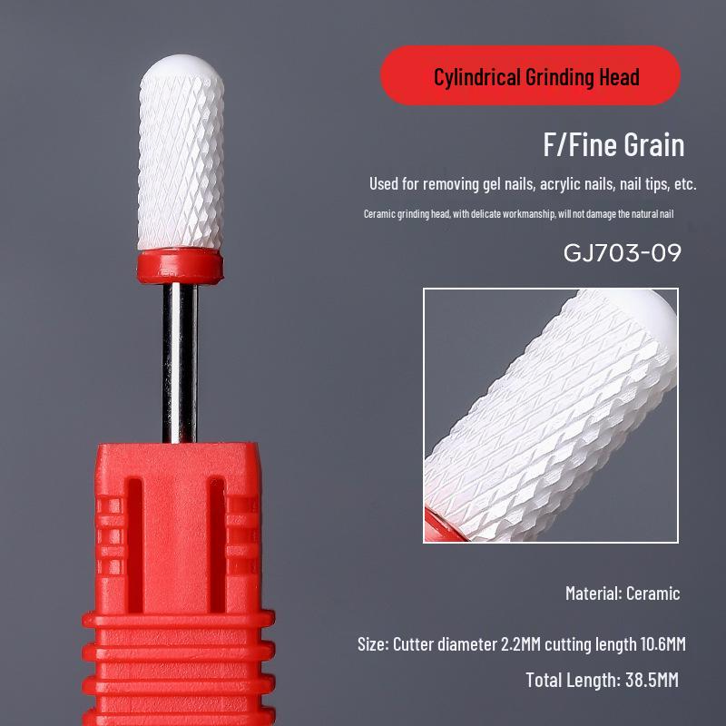Ceramic Nail Art Grinding Head for Nail and Dead Skin Removal - Non-Heating Replacement Drill Bit.