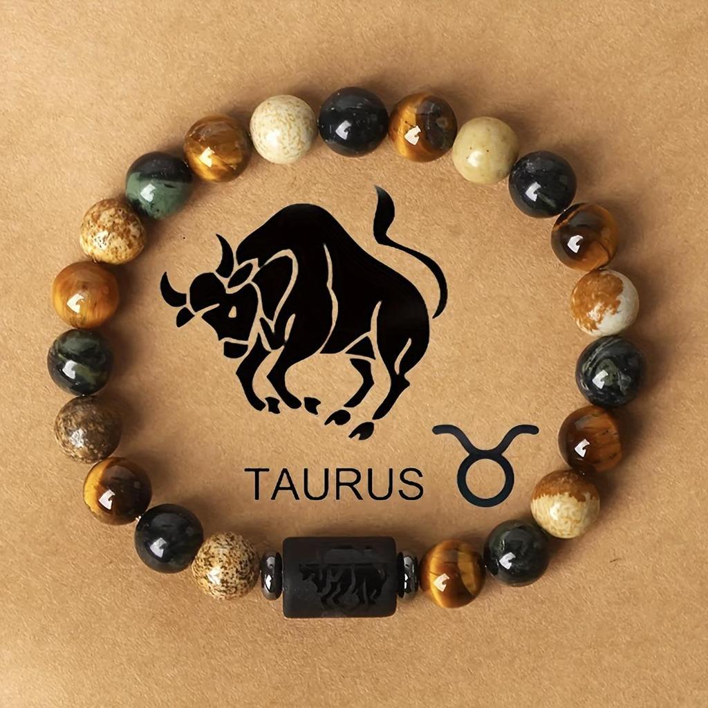 Pulsera de Ojo de Tigre y Piedra Pintada de las Doce Constelaciones