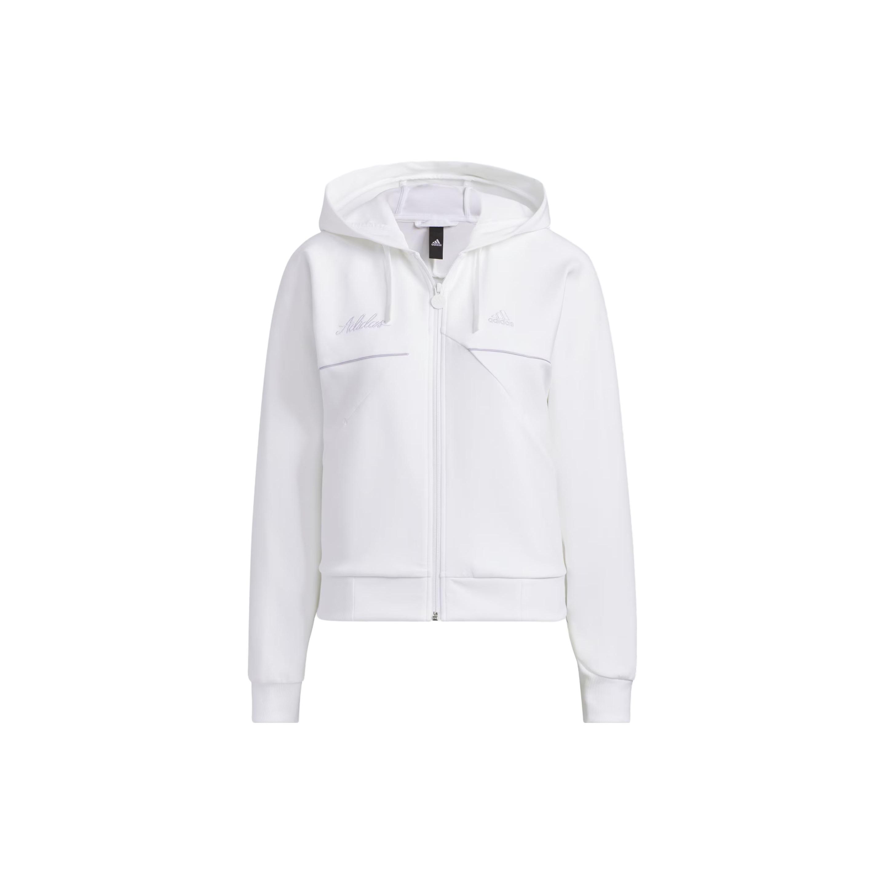 Adidas Rco Logo Knit Hooded Jacket Women Casual Sportswear White IP7095 XL